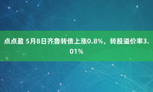 点点盈 5月8日齐鲁转债上涨0.8%，转股溢价率3.01%