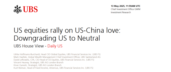 盈富忧配 华尔街狂欢中的唯一“清醒者”？瑞银下调美股评级 看好中国科技股